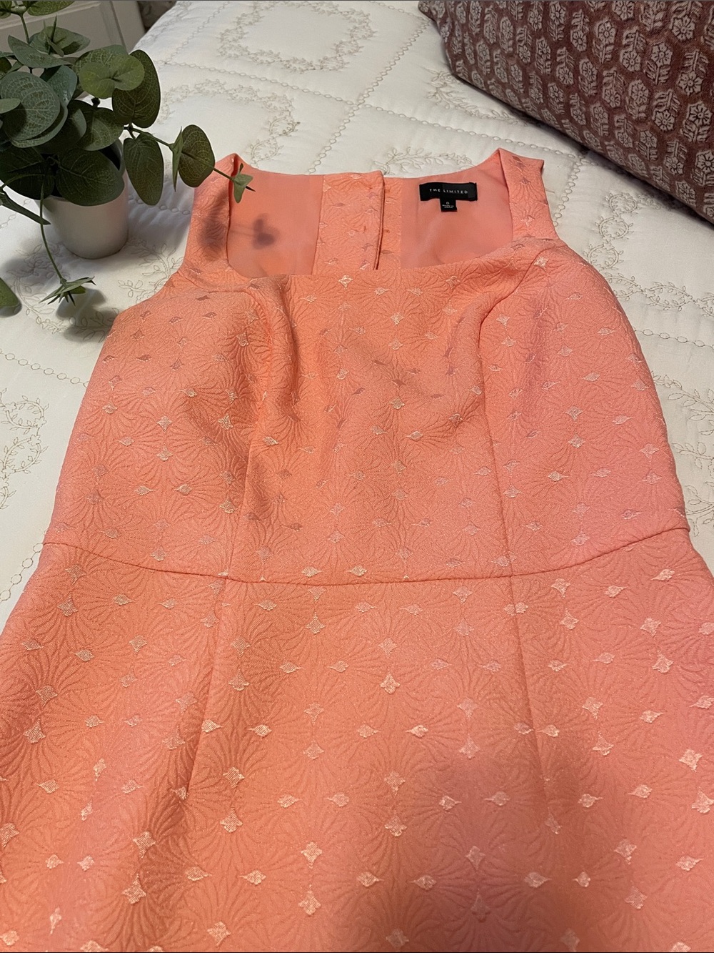 The Limited Coral Pink Textured Sheath Dress - Picture 5 of 10